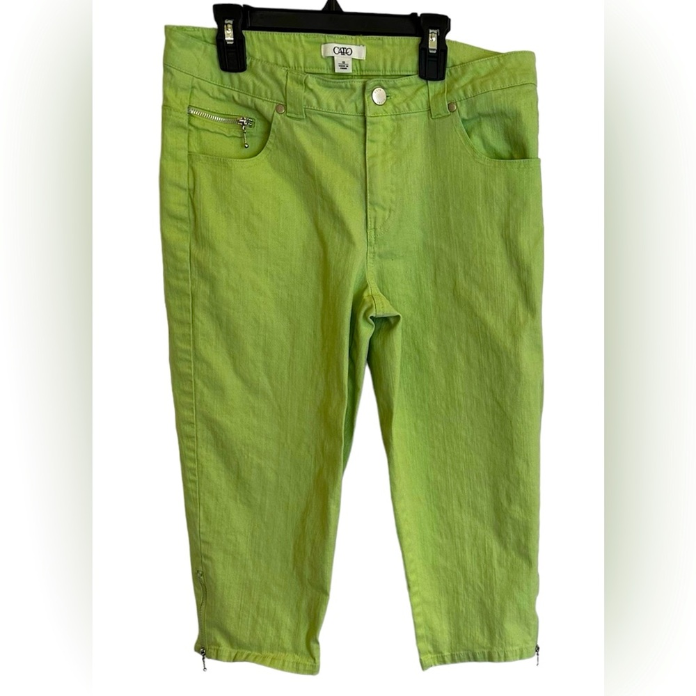 Cato lime green cropped pants women 10